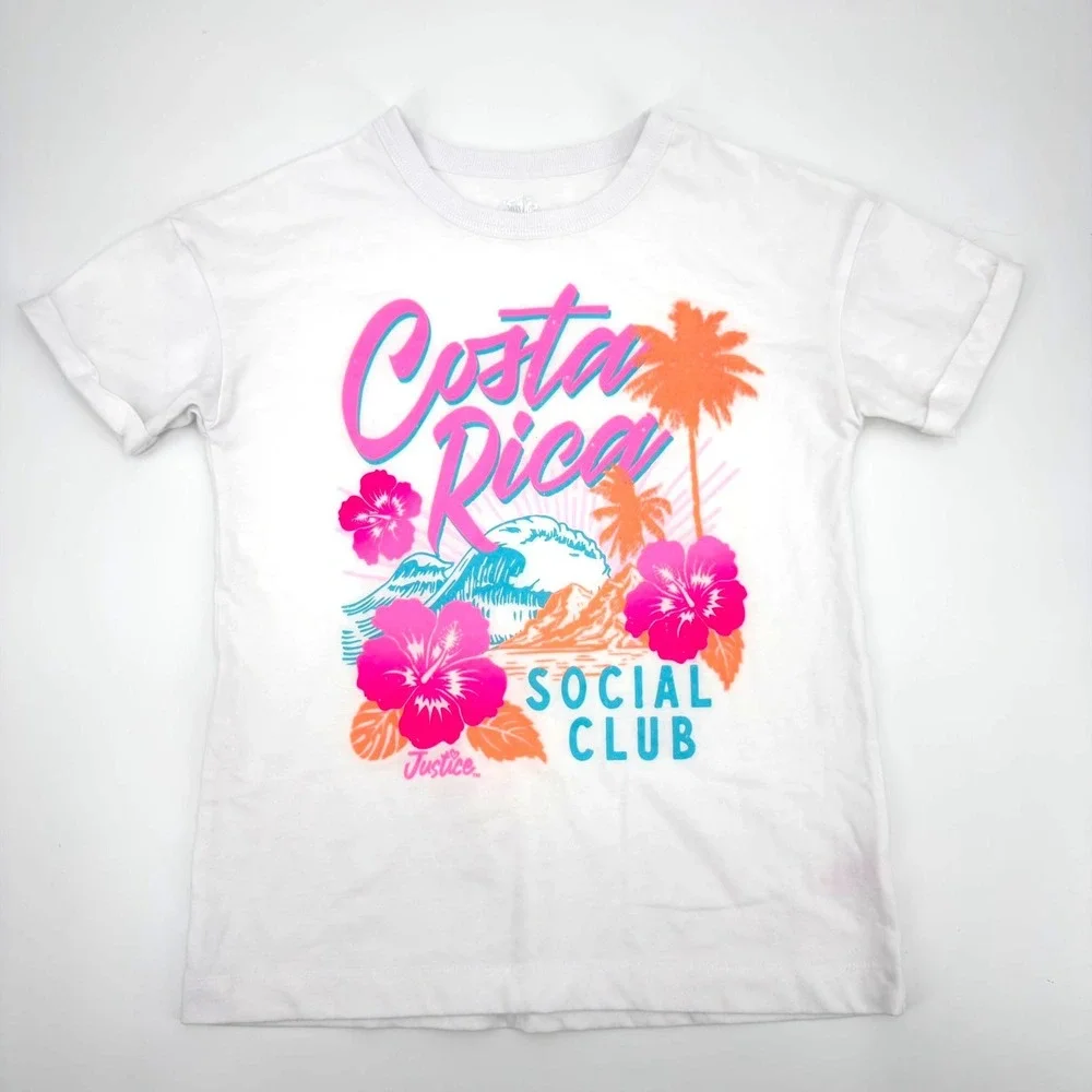 Justice Girls Costa Rica Social Club Graphic Tee and Tie Dye Bike Shorts Set M10